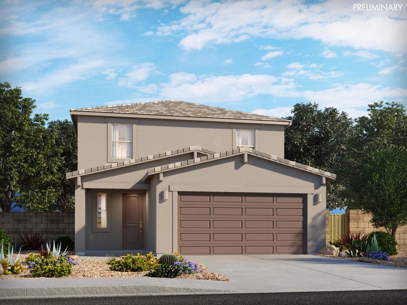 Representative exterior photo of a completed home built from the Revel by Meritage Homes in Valencia Crossing, Tucson, AZ (Image 14).