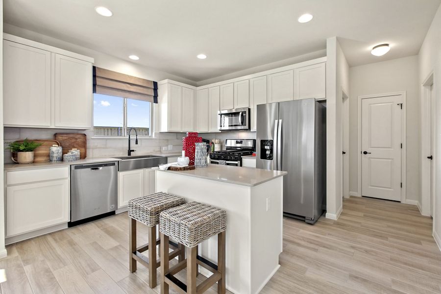 Furnished interior view inside a new home in Crosswinds, Kyle (Image 8). Furnished interior view inside a new home in Crosswinds, Kyle (Image 8).