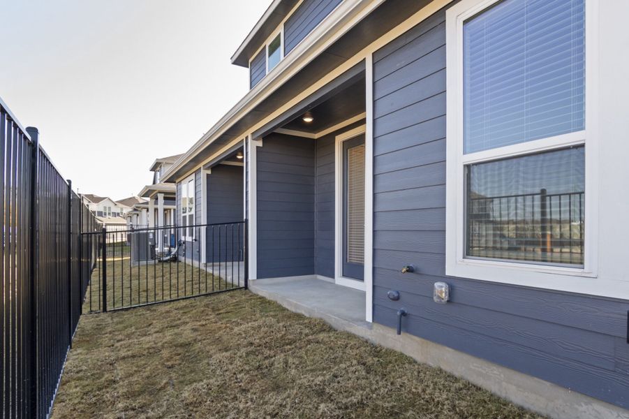 Exterior details and patio area of a home in Center 45, Round Rock (Image 3). Exterior details and patio area of a home in Center 45, Round Rock (Image 3).