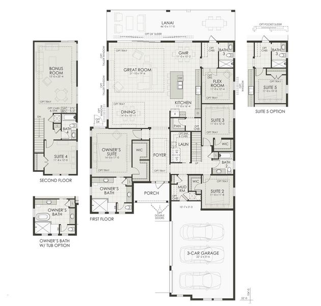 2D floor plan layout for the Belay by Homes by Towne in Shellstone at Waterside, Sarasota, FL (Image 4).