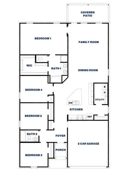 2D floor plan layout of this home in Porters Mill, New Caney, TX (Image 2).