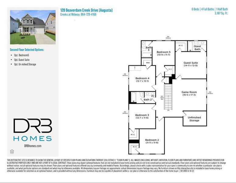2D floor plan layout of this home in Creeks at Midway, Anderson, SC (Image 6).