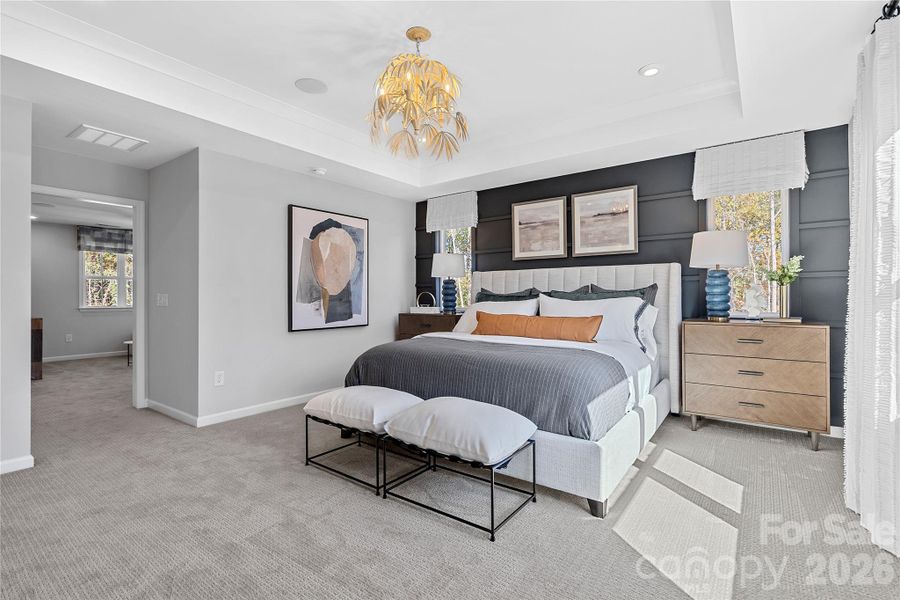 Elegant furnishings and designer light fixture completes the space. Elegant furnishings and designer light fixture completes the space.