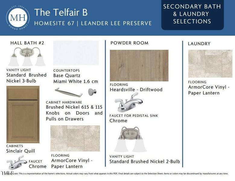 2nd bath and laundry selections