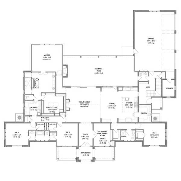 2D floor plan layout for the Devonshire by Cope Homes in Hidden Valley II, Princeton, TX (Image 4).