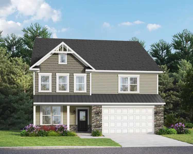 Representative exterior photo of a completed home built from the Lure by Caruso Homes in Blue Run, Raleigh, NC (Image 20). Representative exterior photo of a completed home built from the Lure by Caruso Homes in Blue Run, Raleigh, NC (Image 20).