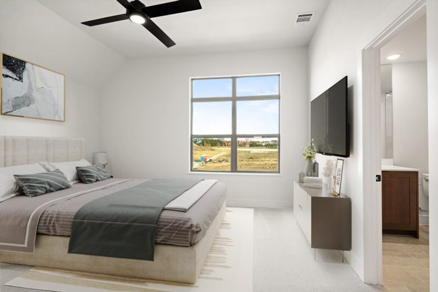 Furnished interior view inside a new home in Linkside Las Colinas, Irving (Image 14).