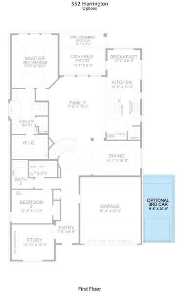 2D floor plan layout of this home in Impression 55s, Frisco, TX (Image 7).