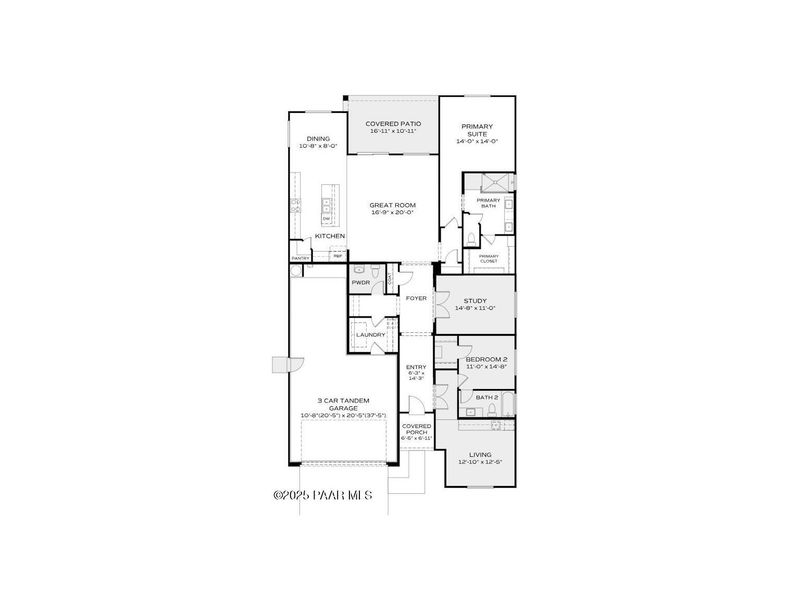 2D floor plan layout of this home in North Ridge at Pronghorn Ranch, Prescott Valley, AZ (Image 3).