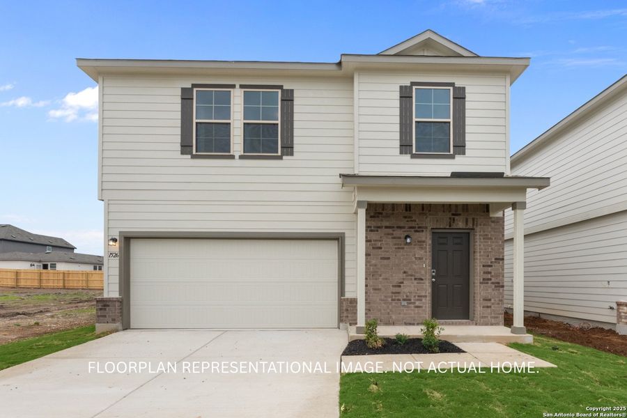 Front exterior of a new home in Paloma Park, Converse, TX, highlighting curb appeal (Image 2). Front exterior of a new home in Paloma Park, Converse, TX, highlighting curb appeal (Image 2).