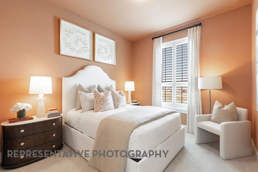 Bedroom with carpet flooring