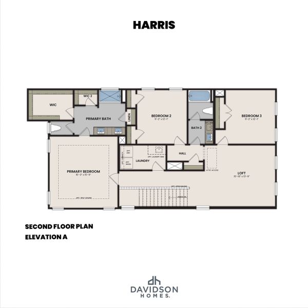 2D floor plan layout for the The Harris A by Davidson Homes LLC in Forestville Yard, Knightdale, NC (Image 3). 2D floor plan layout for the The Harris A by Davidson Homes LLC in Forestville Yard, Knightdale, NC (Image 3).