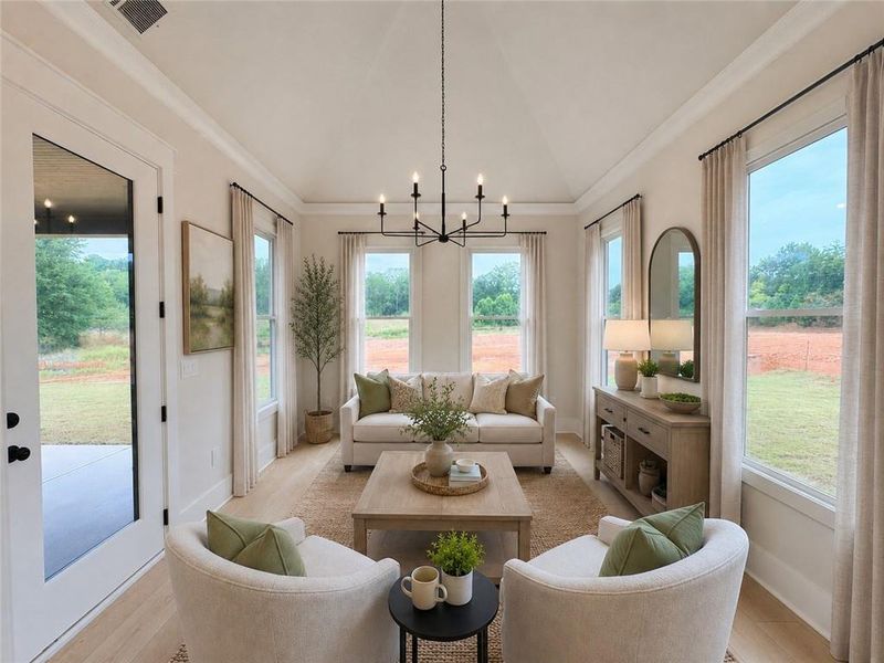 Furnished interior view inside a new home in The Tillery, Marietta (Image 10). Furnished interior view inside a new home in The Tillery, Marietta (Image 10).