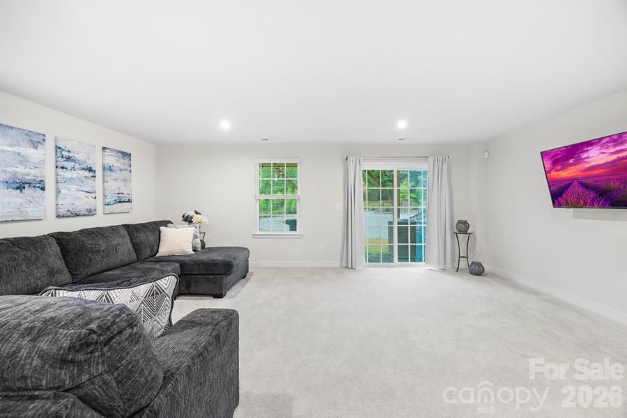 Lower-level den/family room/game room flex space
