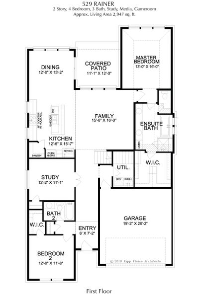2D floor plan layout for the Rainer by Landon Homes in Lexington Frisco, Frisco, TX (Image 25).