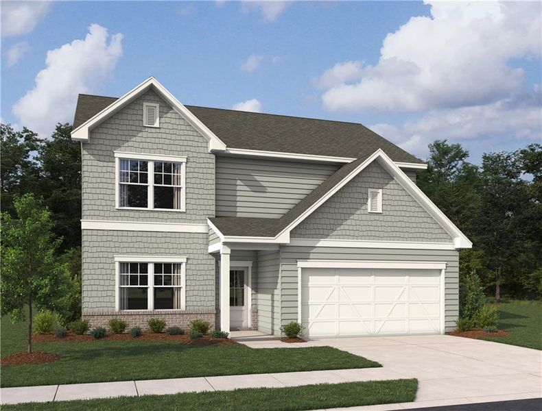 Front exterior of a new home in Langston Reserve, Cartersville, GA, highlighting curb appeal (Image 1). Front exterior of a new home in Langston Reserve, Cartersville, GA, highlighting curb appeal (Image 1).