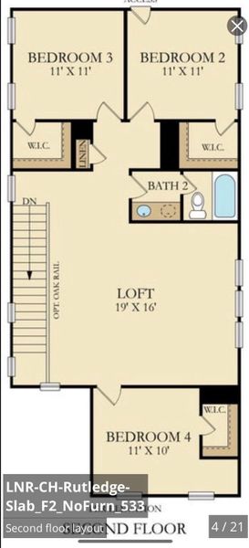 2D floor plan layout of this home in Sweetgrass at Summers Corner, Summerville, SC (Image 3).