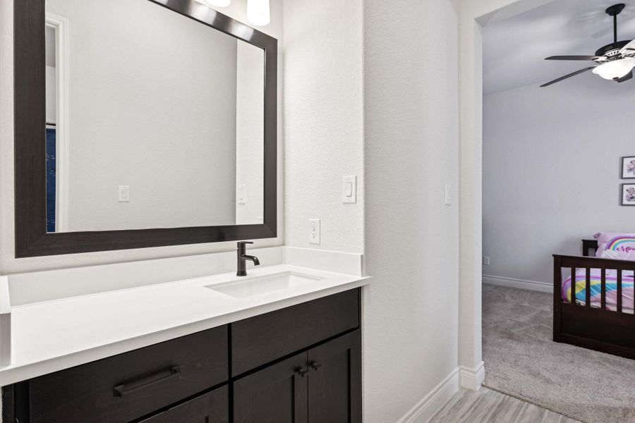 Jack-and-Jill style bathroom off third bedroom