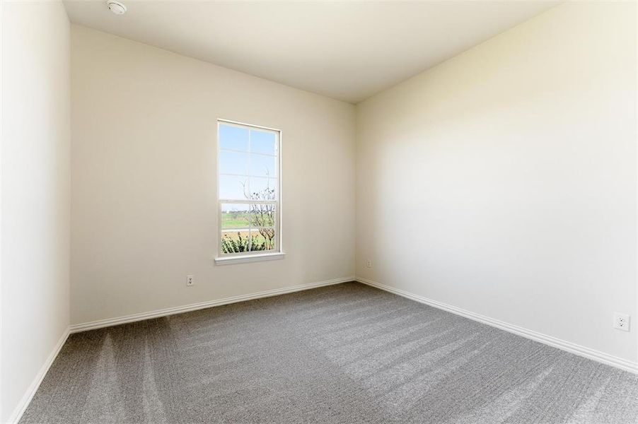 Spare room featuring carpet and baseboards