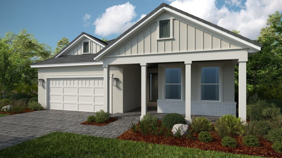 Representative exterior photo of a completed home built from the Sereno by Taylor Morrison in Esplanade at McKinnon Groves, Winter Garden, FL (Image 2).