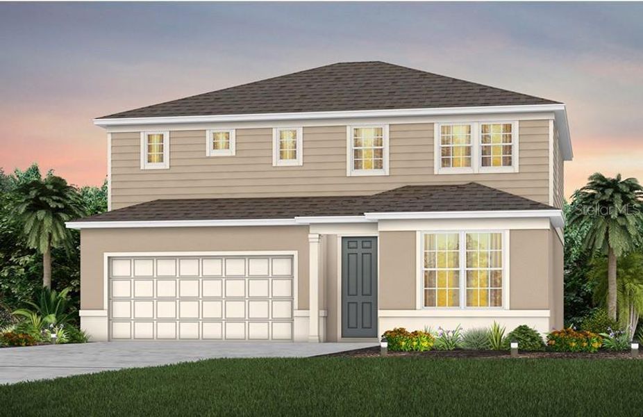 Front exterior of a new home in Winding Meadows, Apopka, FL, highlighting curb appeal (Image 1). Front exterior of a new home in Winding Meadows, Apopka, FL, highlighting curb appeal (Image 1).