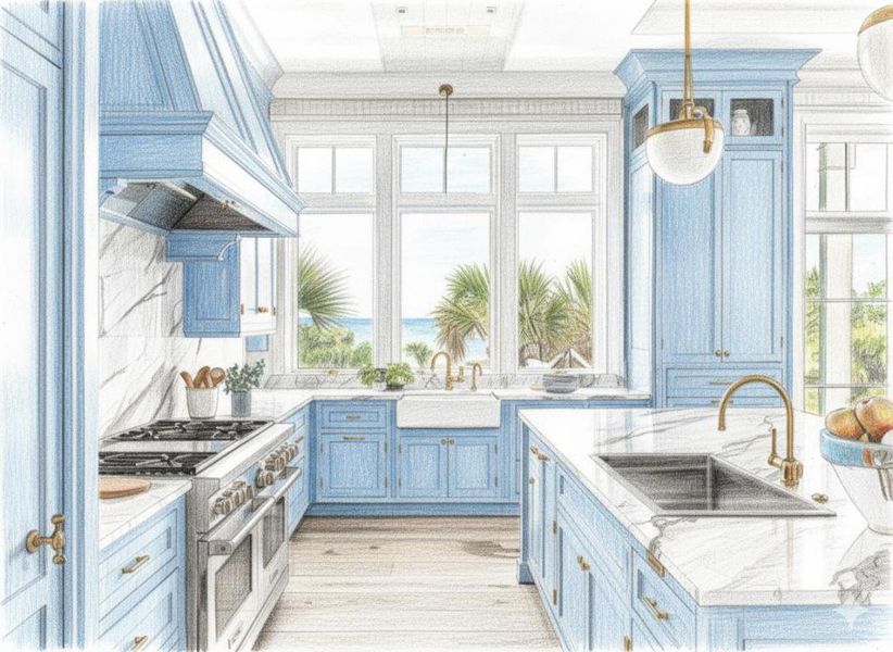 sketched image of kitchen sketched image of kitchen