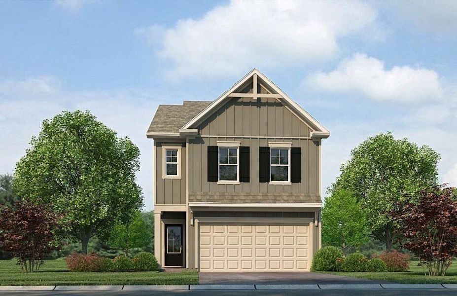 Front exterior of a new home in Walden Park - The Retreat, Jonesboro, GA, highlighting curb appeal (Image 25). Front exterior of a new home in Walden Park - The Retreat, Jonesboro, GA, highlighting curb appeal (Image 25).