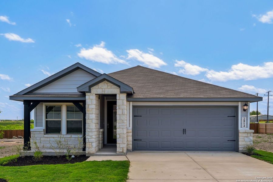 Front exterior of a new home in Catalina, Converse, TX, highlighting curb appeal (Image 2).