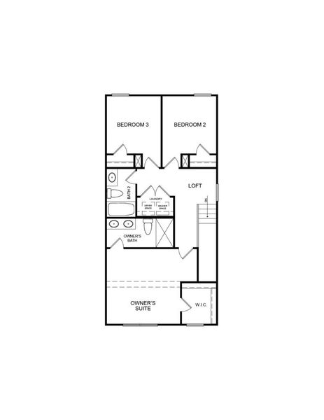 2D floor plan layout for the The Chandler II by Direct Residential Communities in Vickers Point - Townhomes, Fairburn, GA (Image 4).