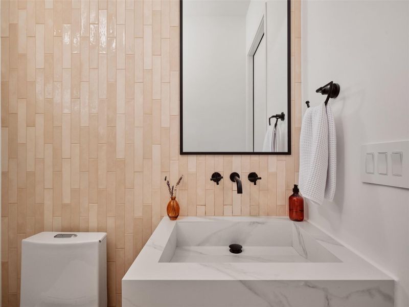 Bathroom with toilet and vanity