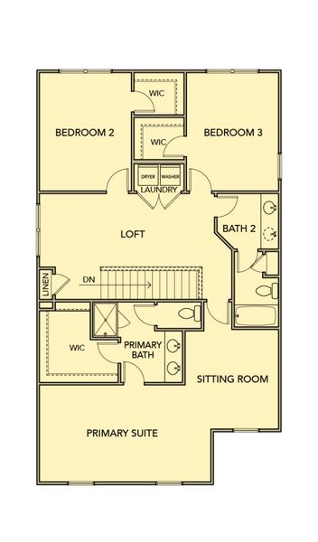 2D floor plan layout for the Wisteria – Townhome by Kerley Family Homes in Park Center Pointe, Austell, GA (Image 11).