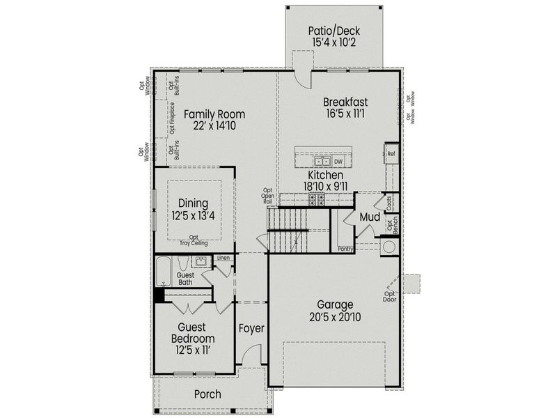 2D floor plan layout for the The Beech by Davidson Homes LLC in Sage on North Main, Wake Forest, NC (Image 4).