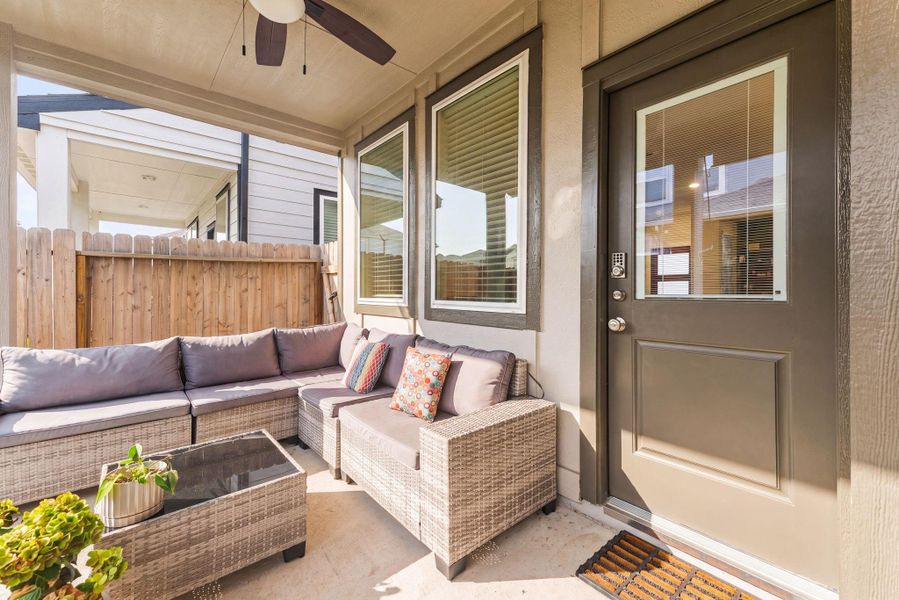 Exterior details and patio area of a home in Dunvale Village - Townhome Collection, Houston (Image 2). Exterior details and patio area of a home in Dunvale Village - Townhome Collection, Houston (Image 2).