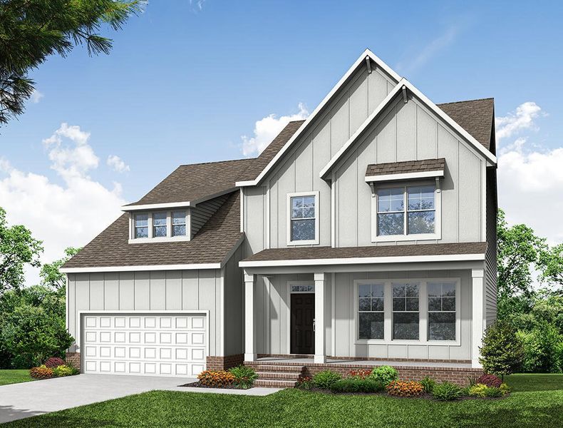 Representative exterior photo of a completed home built from the Brevard by Eastwood Homes in Castlewood, Archer Lodge, NC (Image 5).