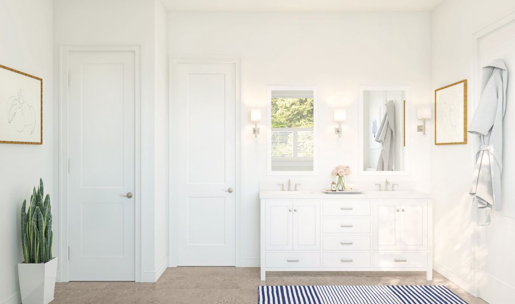 Primary bath with brushed nickel fixtures