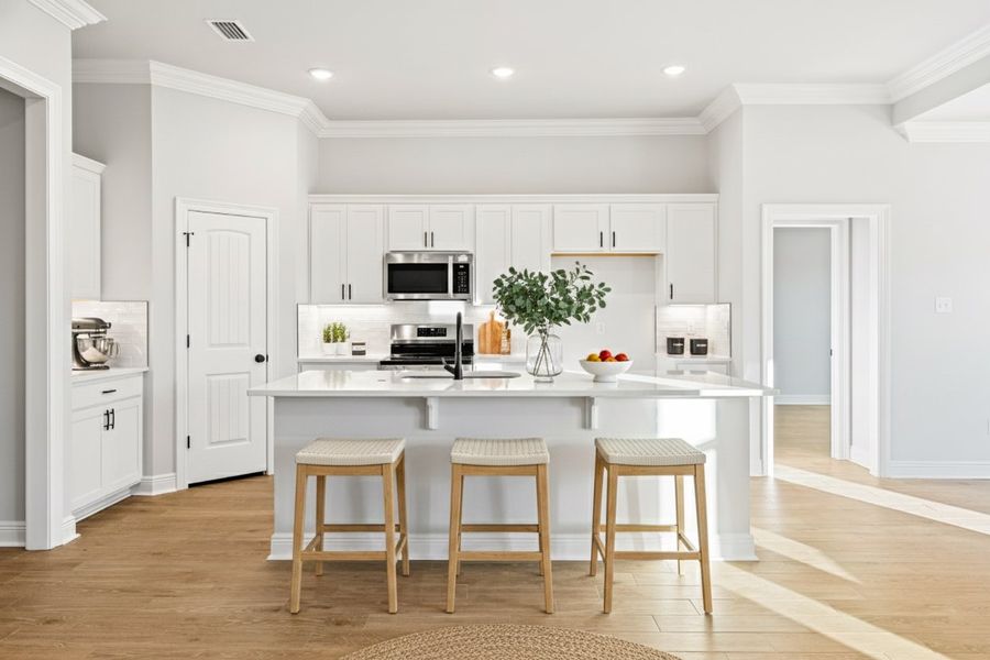 Front exterior of a new home in Eagle Pointe, Pensacola, FL, highlighting curb appeal (Image 2). Front exterior of a new home in Eagle Pointe, Pensacola, FL, highlighting curb appeal (Image 2).