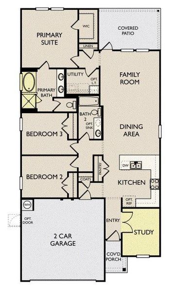 2D floor plan layout of this home in Covered Bridge, Hutto, TX (Image 3). 2D floor plan layout of this home in Covered Bridge, Hutto, TX (Image 3).