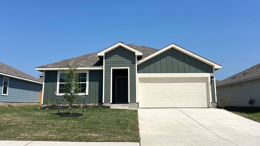 Representative exterior photo of a completed home built from the The Kingston by D.R. Horton in Durango, Mustang Ridge, TX (Image 1).