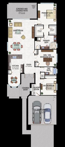 2D floor plan layout for the Lucia by GL Homes in Valencia Parc at Riverland, Port St. Lucie, FL (Image 3).