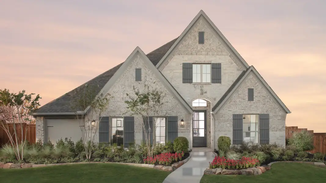 Front exterior of a new home in Hillstead, Lavon, TX, highlighting curb appeal (Image 2).