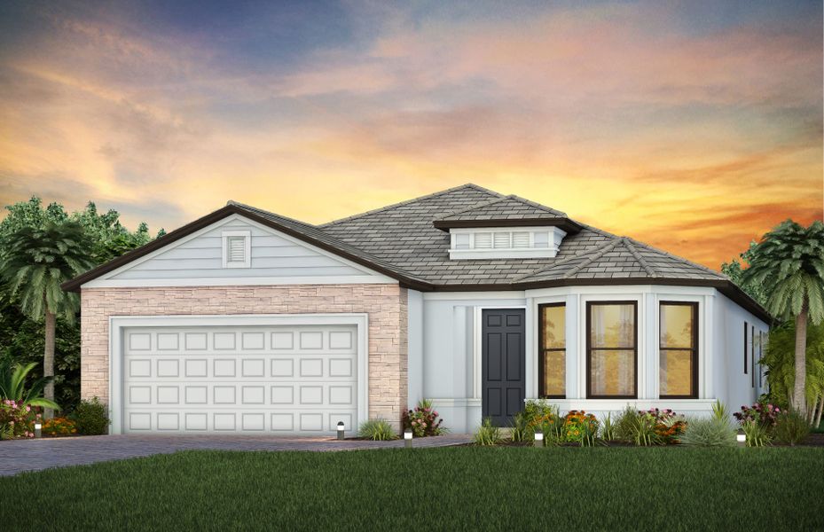 Representative exterior photo of a completed home built from the Mainstay by Pulte Homes in Arbor Oaks, North Port, FL (Image 22). Representative exterior photo of a completed home built from the Mainstay by Pulte Homes in Arbor Oaks, North Port, FL (Image 22).