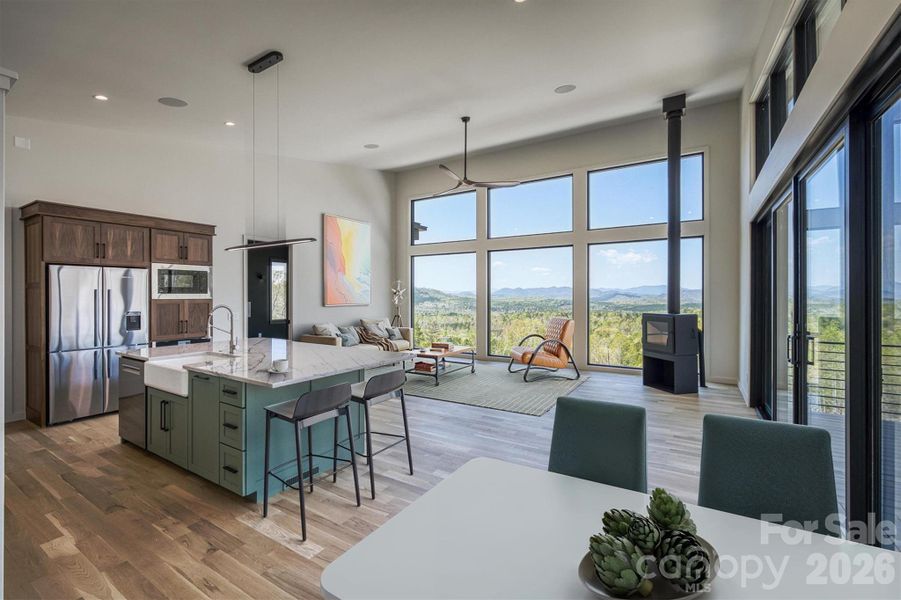 Kitchen/living room with vritual staging