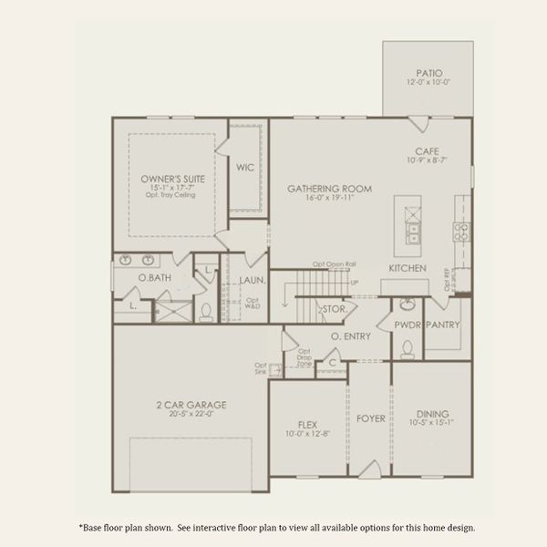 2D floor plan layout for the Braddock by Pulte Homes in Fishers Wood, Columbia, SC (Image 3).