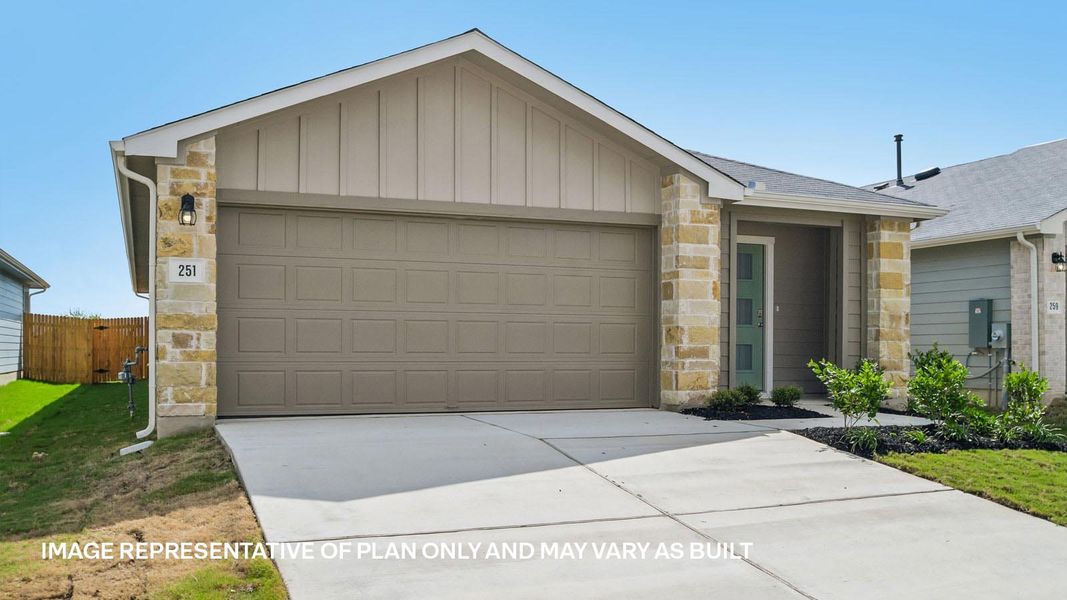 Representative exterior photo of a completed home built from the The Diana by D.R. Horton in Southgrove, Kyle, TX (Image 2). Representative exterior photo of a completed home built from the The Diana by D.R. Horton in Southgrove, Kyle, TX (Image 2).