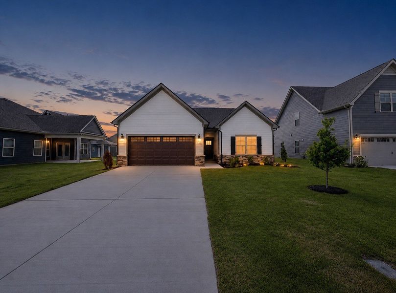 Front exterior of a new home in Salem Landing, Rockvale, TN, highlighting curb appeal (Image 2). Front exterior of a new home in Salem Landing, Rockvale, TN, highlighting curb appeal (Image 2).
