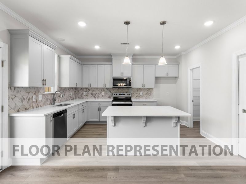 Open Kitchen Layout | Hampton II Plan by Ivey Homes