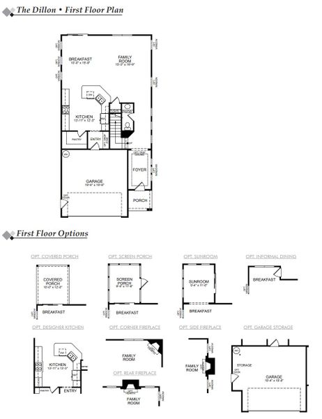 2D floor plan layout for the Dillon by Eastwood Homes in Villas at Dawsonville, Dawsonville, GA (Image 3).