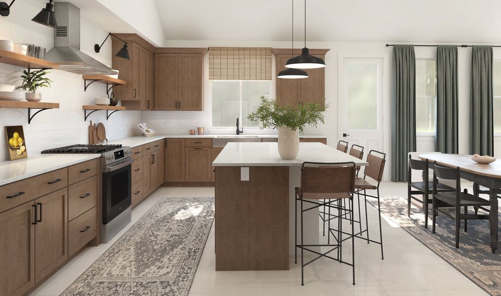 Kitchen with floating shelves