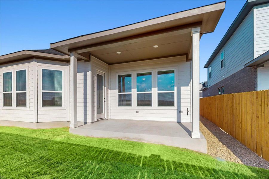 Exterior details and patio area of a home in Estancia West, Manchaca (Image 4). Exterior details and patio area of a home in Estancia West, Manchaca (Image 4).