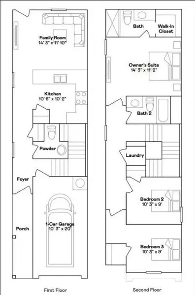 2D floor plan layout of this home in Villages of Greystone, Conroe, TX (Image 3).